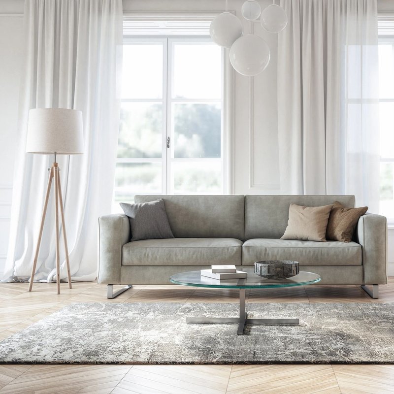 Couch and coffee table on the rug - Moran's Floor Store